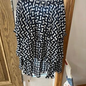 Vintage Anne Klein Black and White Patterned Women's Skirt